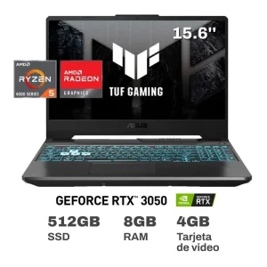 Laptop ASUS TUF GAMING FA506ICB-HN105W AMD Ryzen 5 4600H 8GB RAM 512GB SSD AMD RADEON NVIDIA 4GB GF RTX3050 WIN 11 15.6" FHD